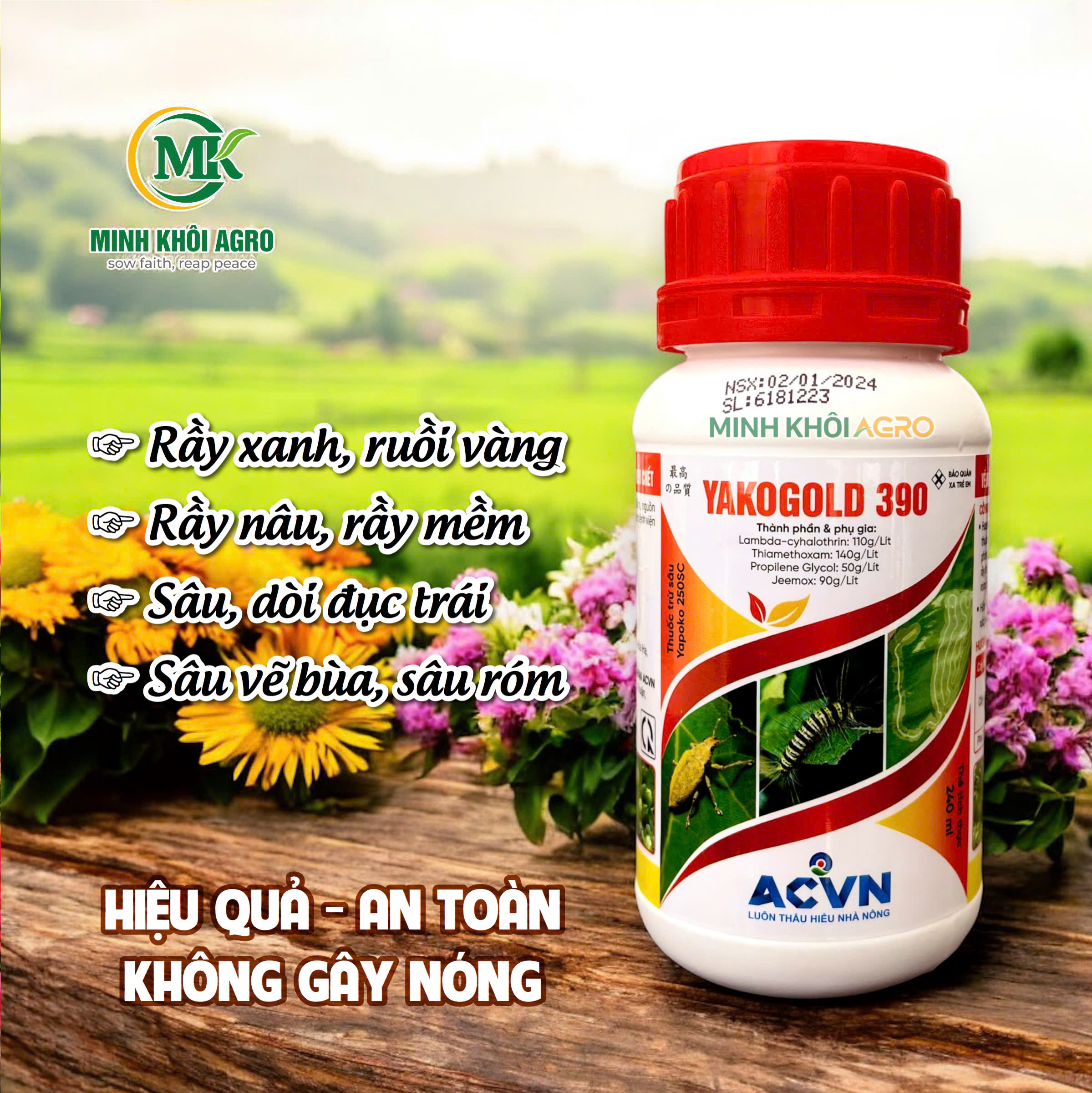 Thuốc trừ sâu YAKOGOLD 390 - Chai 240ml (Công thức Yapoko cải tiến).